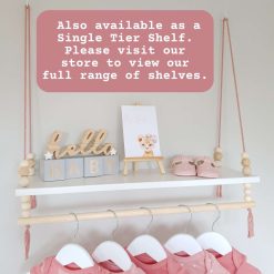 2 Tier Nursery Shelf with Clothes Rail, White Shelf with Rail, Girl’s Nursery, Baby Girl, Pink Nursery, Blush Pink, Nursery Shelves, Kid's Shelf, Double Swing Rope Shelf, Hanging Shelf, Nordic Style Hanging Shelf, Swing Shelf, Baby Clothes Rail, Boho Nursery Decor, Nursery White Shelf, Bedroom Shelf, 60cm White 2 Tier 9 2 Tier Nursery Shelf with Clothes Rail, White Shelf with Rail, Girl’s Nursery, Baby Girl, Pink Nursery, Blush Pink, Nursery Shelves, Kid's Shelf, Double Swing Rope Shelf, Hanging Shelf, Nordic Style Hanging Shelf, Swing Shelf, Baby Clothes Rail, Boho Nursery Decor, Nursery White Shelf, Bedroom Shelf, 60cm White 2 Tier 9