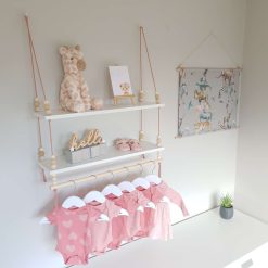 2 Tier Nursery Shelf with Clothes Rail, White Shelf with Rail, Girl’s Nursery, Baby Girl, Pink Nursery, Blush Pink, Nursery Shelves, Kid's Shelf, Double Swing Rope Shelf, Hanging Shelf, Nordic Style Hanging Shelf, Swing Shelf, Baby Clothes Rail, Boho Nursery Decor, Nursery White Shelf, Bedroom Shelf, 60cm White 2 Tier 1 2 Tier Nursery Shelf with Clothes Rail, White Shelf with Rail, Girl’s Nursery, Baby Girl, Pink Nursery, Blush Pink, Nursery Shelves, Kid's Shelf, Double Swing Rope Shelf, Hanging Shelf, Nordic Style Hanging Shelf, Swing Shelf, Baby Clothes Rail, Boho Nursery Decor, Nursery White Shelf, Bedroom Shelf, 60cm White 2 Tier 1