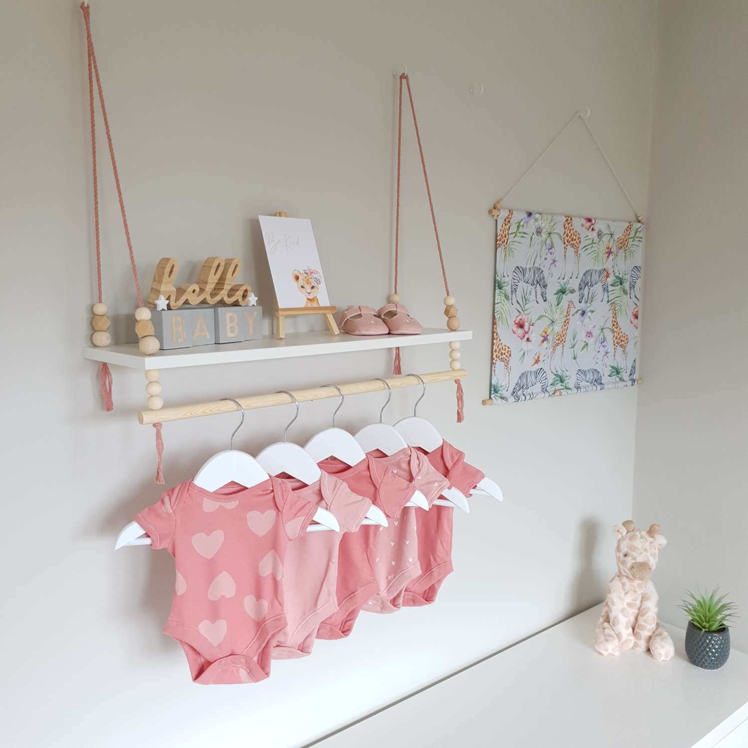 Nursery Shelf with Clothes Rail, White Shelf with Rail, Girl's Nursery, Baby Girl, Pink Nursery, Blush Pink, Kid's Shelf, Swing Rope Shelf, Hanging Shelf, Nordic Style Hanging Shelf, Swing Shelf, Baby Clothes Rail, Boho Nursery Decor, Nursery White Shelf, Bedroom Shelf, 60cm White Nursery Shelf with Clothes Rail, White Shelf with Rail, Girl's Nursery, Baby Girl, Pink Nursery, Blush Pink, Kid's Shelf, Swing Rope Shelf, Hanging Shelf, Nordic Style Hanging Shelf, Swing Shelf, Baby Clothes Rail, Boho Nursery Decor, Nursery White Shelf, Bedroom Shelf, 60cm White