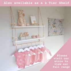 Nursery Shelf with Clothes Rail, White Shelf with Rail, Girl's Nursery, Baby Girl, Pink Nursery, Blush Pink, Kid's Shelf, Swing Rope Shelf, Hanging Shelf, Nordic Style Hanging Shelf, Swing Shelf, Baby Clothes Rail, Boho Nursery Decor, Nursery White Shelf, Bedroom Shelf, 60cm White 8 Nursery Shelf with Clothes Rail, White Shelf with Rail, Girl's Nursery, Baby Girl, Pink Nursery, Blush Pink, Kid's Shelf, Swing Rope Shelf, Hanging Shelf, Nordic Style Hanging Shelf, Swing Shelf, Baby Clothes Rail, Boho Nursery Decor, Nursery White Shelf, Bedroom Shelf, 60cm White 8