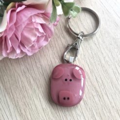 Pig keyring, animal lover gift, gift for her, gift for mum, farmyard animal, letterbox hug, Fused Glass, sentimental keepsake 5 Pig keyring, animal lover gift, gift for her, gift for mum, farmyard animal, letterbox hug, Fused Glass, sentimental keepsake 5