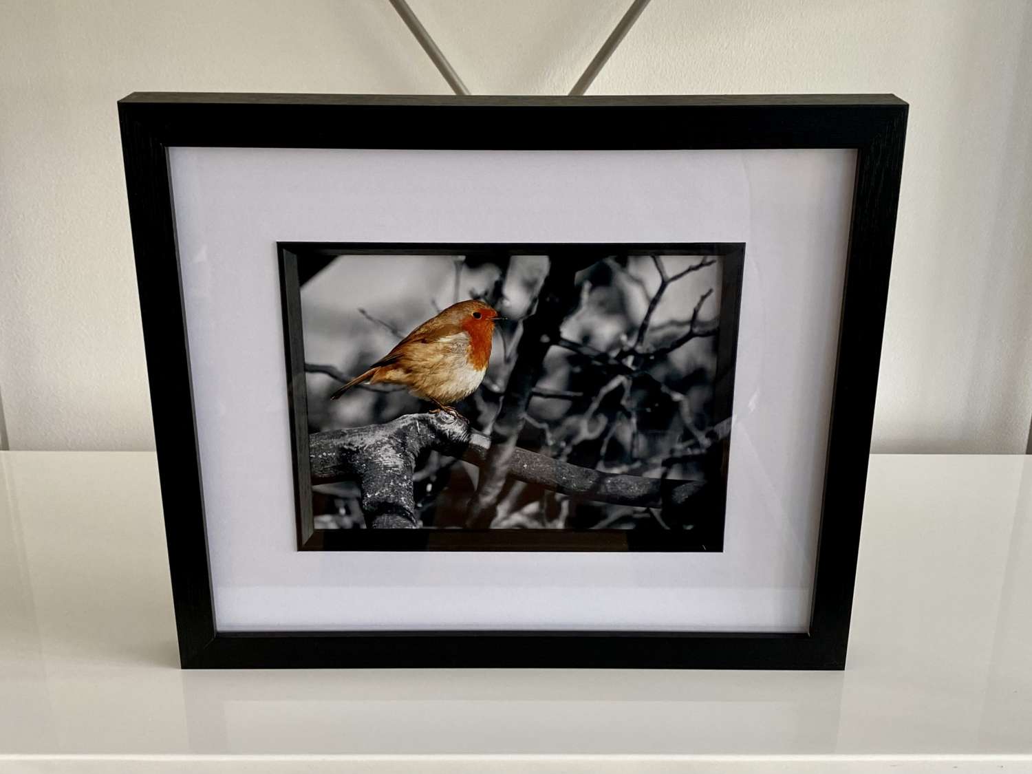 Robin in tree signed framed print Robin in tree signed framed print