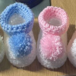 C - Crochet Baby Bootie's With Pom Pom's