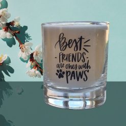 Scented Candle Glass Container 30cl Rock Salt and Driftwood Love Paw Aqua Blue Design