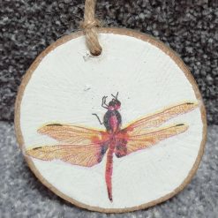 Wood Slice Hanging Decoration. Dragonfly