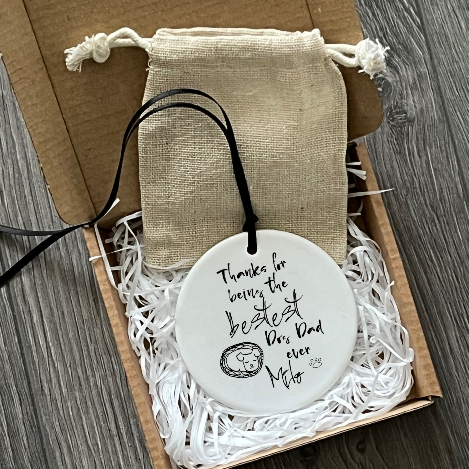 Best dog Dad gift for Fathers Day, Personalised keepsake gift for Dad, Gift from dog, Hanging ceramic ornament, Letterbox gift for him Best dog Dad gift for Fathers Day, Personalised keepsake gift for Dad, Gift from dog, Hanging ceramic ornament, Letterbox gift for him