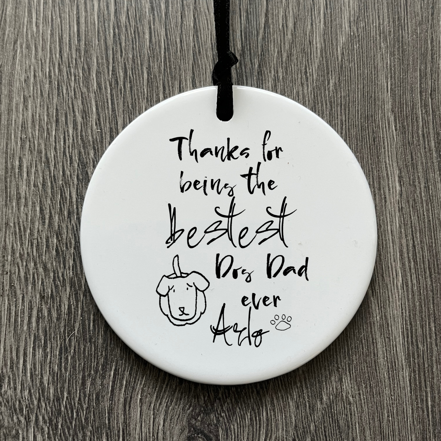 Best dog Dad gift for Fathers Day, Personalised keepsake gift for Dad, Gift from dog, Hanging ceramic ornament, Letterbox gift for him Best dog Dad gift for Fathers Day, Personalised keepsake gift for Dad, Gift from dog, Hanging ceramic ornament, Letterbox gift for him