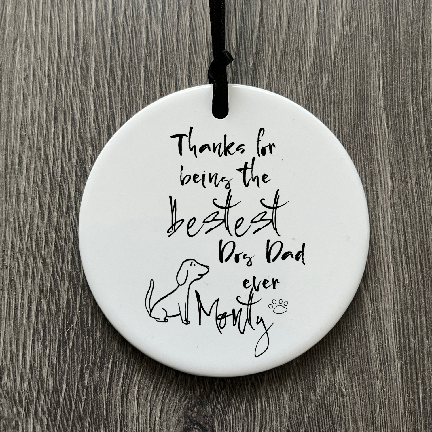Best dog Dad gift for Fathers Day, Personalised keepsake gift for Dad, Gift from dog, Hanging ceramic ornament, Letterbox gift for him Best dog Dad gift for Fathers Day, Personalised keepsake gift for Dad, Gift from dog, Hanging ceramic ornament, Letterbox gift for him