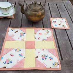 Patchwork placemat and coaster set. 1