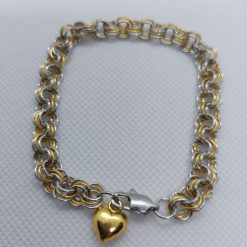 Stainless Steel Chainmaille Bracelet in Steel and Gold