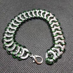 Stainless steel Forest Green Centipede weave chainmaille bracelet