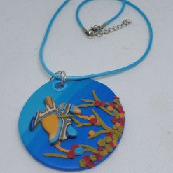Underwater Sea Turtle Reef Polymer Clay Pendant