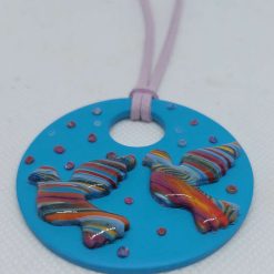 Doves In Flight Polymer Clay Pendant 2 Doves In Flight Polymer Clay Pendant 2