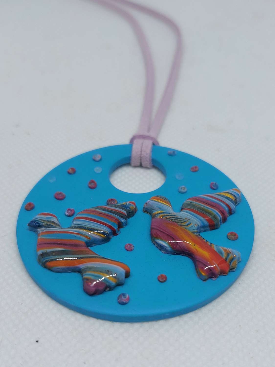 Doves In Flight Polymer Clay Pendant Doves In Flight Polymer Clay Pendant