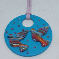 Doves In Flight Polymer Clay Pendant 1 Doves In Flight Polymer Clay Pendant 1