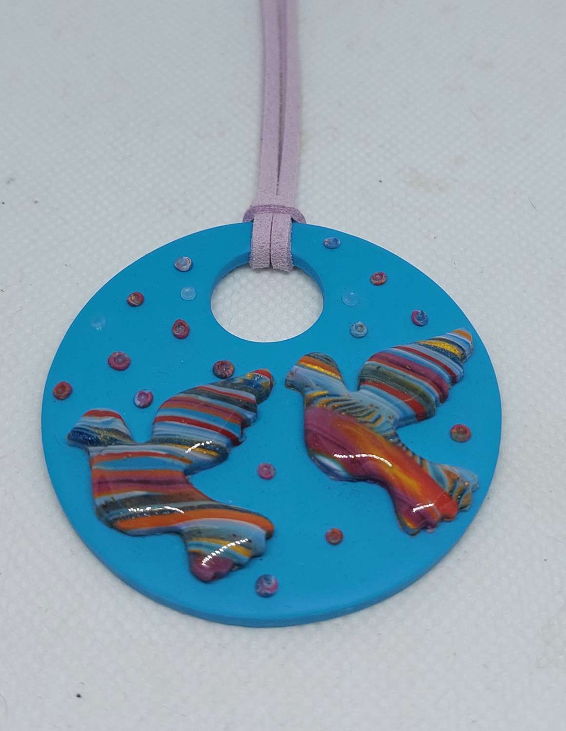 Doves In Flight Polymer Clay Pendant Doves In Flight Polymer Clay Pendant