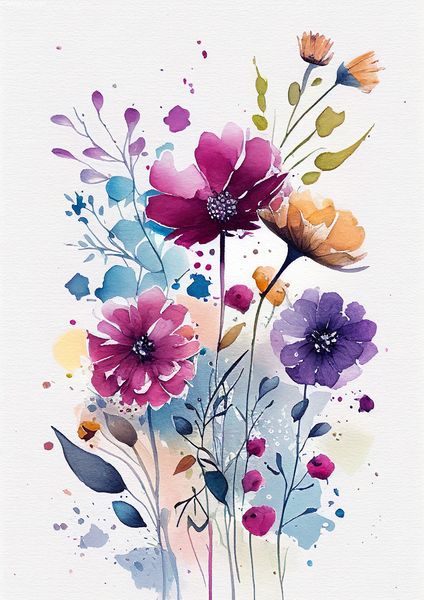 Watercolour flowers No. 1, print Watercolour flowers No. 1, print
