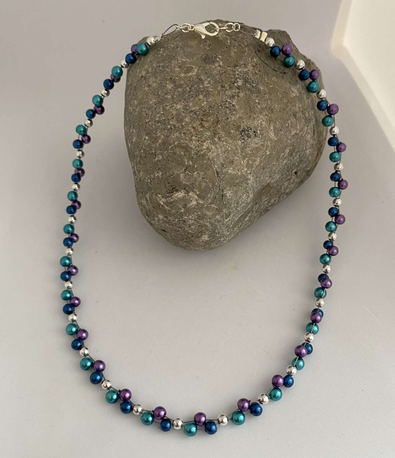 Blue and Purple Beaded Necklace Blue and Purple Beaded Necklace