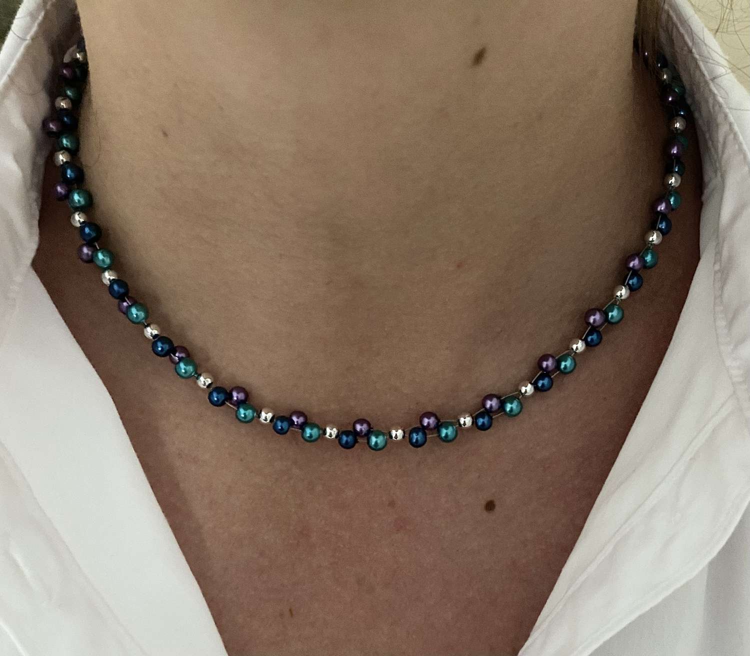 Blue and Purple Beaded Necklace Blue and Purple Beaded Necklace