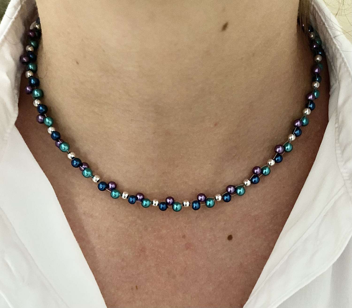 Blue and Purple Beaded Necklace Blue and Purple Beaded Necklace