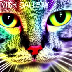 Colourful abstract cat print
