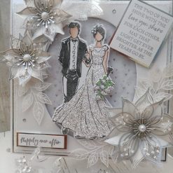 Luxury Handmade Wedding Card - White & Silver, Bride & Groom with sentiment ' The Two of you shine with the love you share.... (see picture)