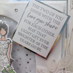 Luxury Handmade Wedding Card - White & Silver, Bride & Groom with sentiment ' The Two of you shine with the love you share.... (see picture) 2 Luxury Handmade Wedding Card - White & Silver, Bride & Groom with sentiment ' The Two of you shine with the love you share.... (see picture) 2