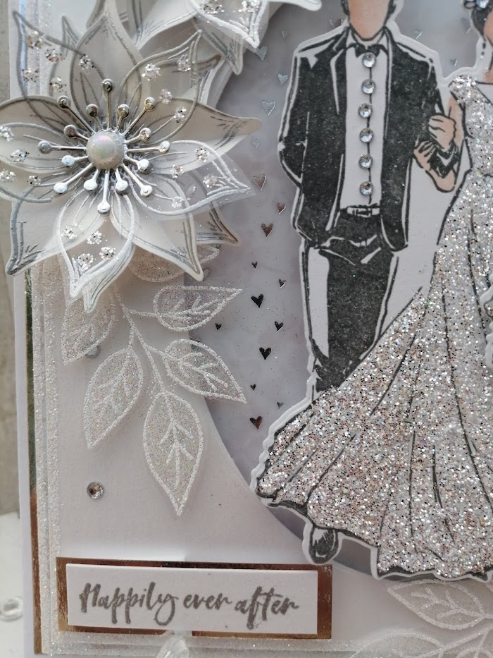 Luxury Handmade Wedding Card - White & Silver, Bride & Groom with sentiment ' The Two of you shine with the love you share.... (see picture) Luxury Handmade Wedding Card - White & Silver, Bride & Groom with sentiment ' The Two of you shine with the love you share.... (see picture)