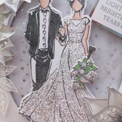 Luxury Handmade Wedding Card - White & Silver, Bride & Groom with sentiment ' The Two of you shine with the love you share.... (see picture) 3 Luxury Handmade Wedding Card - White & Silver, Bride & Groom with sentiment ' The Two of you shine with the love you share.... (see picture) 3
