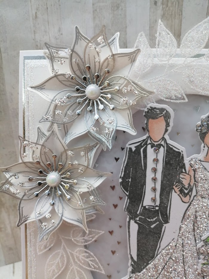 Luxury Handmade Wedding Card - White & Silver, Bride & Groom with sentiment ' The Two of you shine with the love you share.... (see picture) Luxury Handmade Wedding Card - White & Silver, Bride & Groom with sentiment ' The Two of you shine with the love you share.... (see picture)