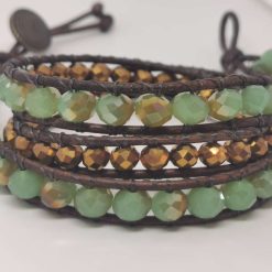 Green and bronze crystal wrap bracelet.