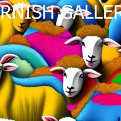 Colourful abstract sheep print