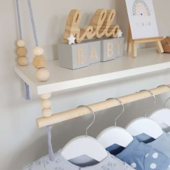 Nursery Shelf with Clothes Rail, White Shelf with Rail, Boy's Nursery, Baby Boy, Violet Blue Nursery, Kid's Shelf, Swing Rope Shelf, Hanging Shelf, Nordic Style Hanging Shelf, Swing Shelf, Baby Clothes Rail, Boho Nursery Decor, Nursery White Shelf, Bedroom Shelf, 60cm White 4 Nursery Shelf with Clothes Rail, White Shelf with Rail, Boy's Nursery, Baby Boy, Violet Blue Nursery, Kid's Shelf, Swing Rope Shelf, Hanging Shelf, Nordic Style Hanging Shelf, Swing Shelf, Baby Clothes Rail, Boho Nursery Decor, Nursery White Shelf, Bedroom Shelf, 60cm White 4