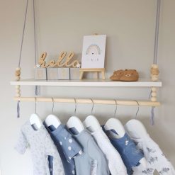 Nursery Shelf with Clothes Rail, White Shelf with Rail, Boy's Nursery, Baby Boy, Violet Blue Nursery, Kid's Shelf, Swing Rope Shelf, Hanging Shelf, Nordic Style Hanging Shelf, Swing Shelf, Baby Clothes Rail, Boho Nursery Decor, Nursery White Shelf, Bedroom Shelf, 60cm White 6 Nursery Shelf with Clothes Rail, White Shelf with Rail, Boy's Nursery, Baby Boy, Violet Blue Nursery, Kid's Shelf, Swing Rope Shelf, Hanging Shelf, Nordic Style Hanging Shelf, Swing Shelf, Baby Clothes Rail, Boho Nursery Decor, Nursery White Shelf, Bedroom Shelf, 60cm White 6