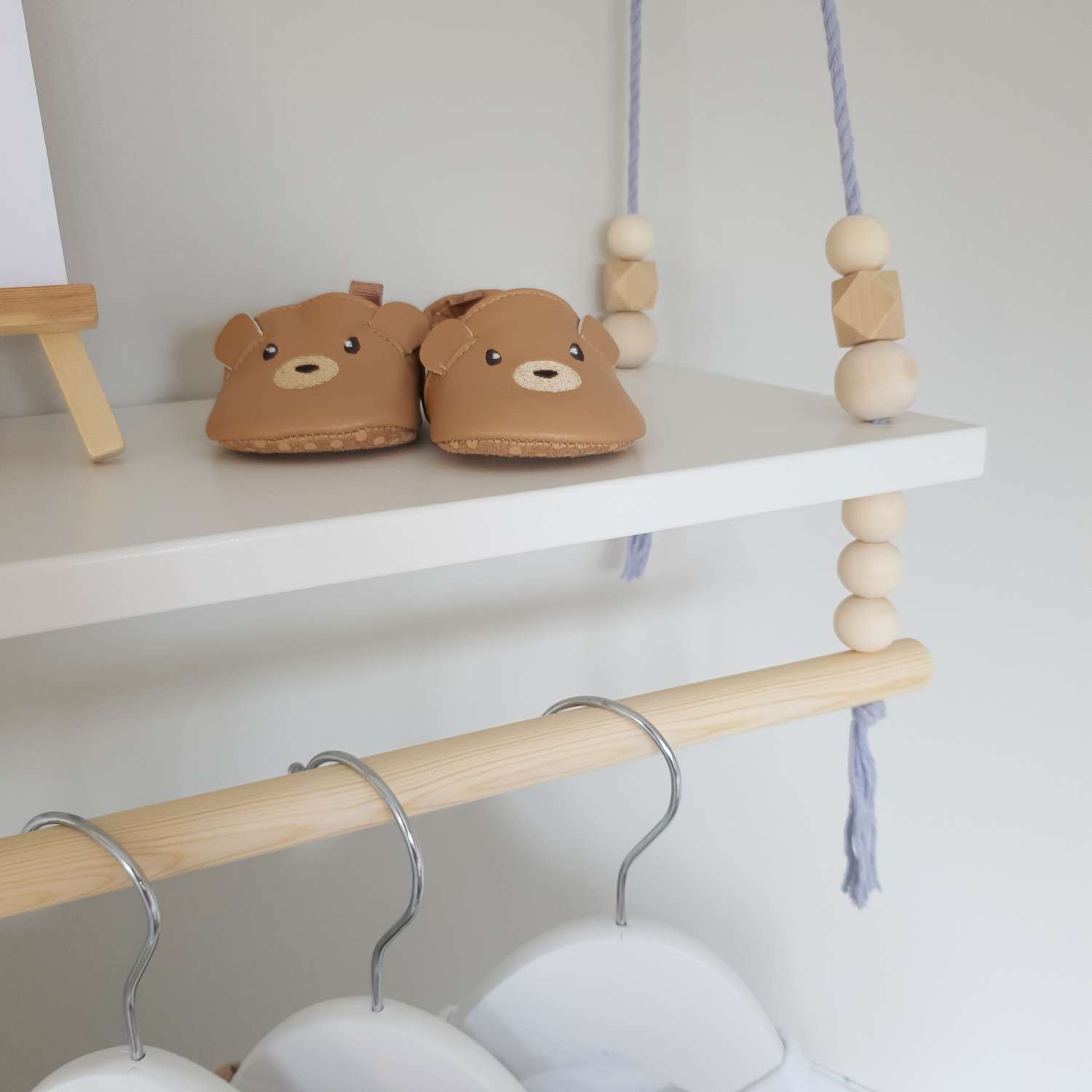 Nursery Shelf with Clothes Rail, White Shelf with Rail, Boy's Nursery, Baby Boy, Violet Blue Nursery, Kid's Shelf, Swing Rope Shelf, Hanging Shelf, Nordic Style Hanging Shelf, Swing Shelf, Baby Clothes Rail, Boho Nursery Decor, Nursery White Shelf, Bedroom Shelf, 60cm White Nursery Shelf with Clothes Rail, White Shelf with Rail, Boy's Nursery, Baby Boy, Violet Blue Nursery, Kid's Shelf, Swing Rope Shelf, Hanging Shelf, Nordic Style Hanging Shelf, Swing Shelf, Baby Clothes Rail, Boho Nursery Decor, Nursery White Shelf, Bedroom Shelf, 60cm White