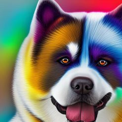 Colourful abstract Akita print