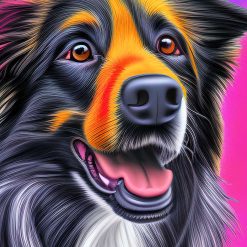 Colourful abstract Border Collie dog print