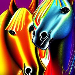 Colourful abstract horses print