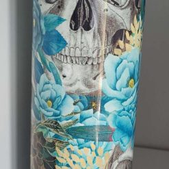 Teal skull tumbler