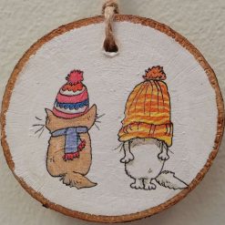Wood Slice Hanging Decoration. Cats