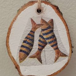 Wood Slice Hanging Decoration. Fish