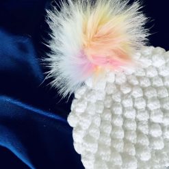 Hat with Bobble Design and Rainbow Pom-Pom 1