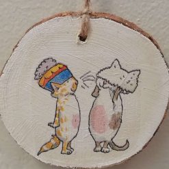 Wood Slice Hanging Decoration. Cats
