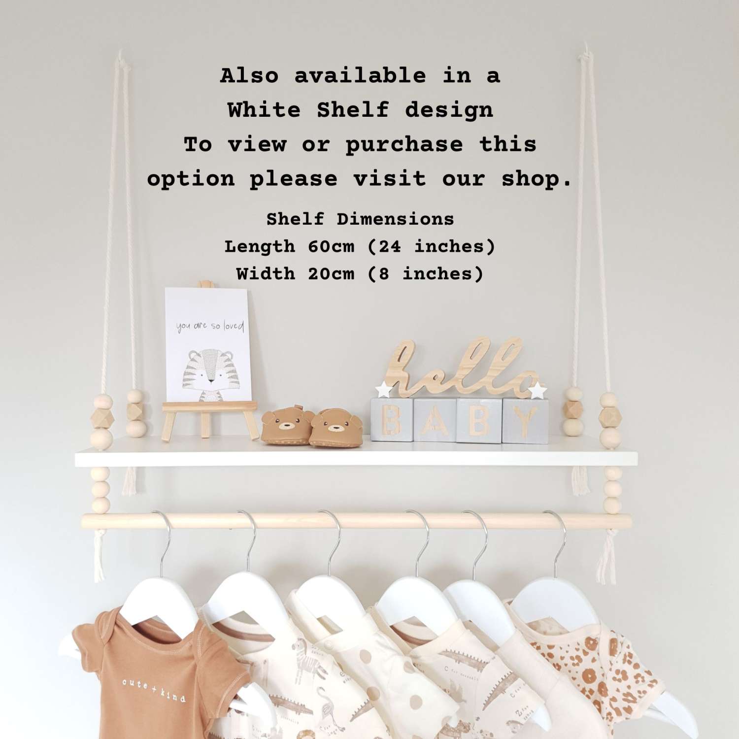 Nursery Shelf with Clothes Rail, Rope Shelf, Swing Shelf, Nordic Style Hanging Shelf, Wooden Shelf, Bedroom Shelf, Floating Shelf, Nursery Decor, Nursery Shelves with Hanging Rail, Pine Shelf Nursery Shelf with Clothes Rail, Rope Shelf, Swing Shelf, Nordic Style Hanging Shelf, Wooden Shelf, Bedroom Shelf, Floating Shelf, Nursery Decor, Nursery Shelves with Hanging Rail, Pine Shelf