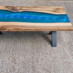 Custom made walnut live edge epoxy resin table 20