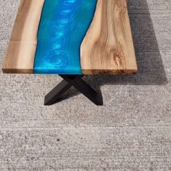 Custom made walnut live edge epoxy resin table 19