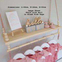 Nursery Shelf with Clothes Rail, Rope Shelf, Swing Shelf, Nordic Style Hanging Shelf, Wooden Shelf, Bedroom Shelf, Floating Shelf, Nursery Decor, Nursery Shelves with Hanging Rail, Pine Shelf 2 Nursery Shelf with Clothes Rail, Rope Shelf, Swing Shelf, Nordic Style Hanging Shelf, Wooden Shelf, Bedroom Shelf, Floating Shelf, Nursery Decor, Nursery Shelves with Hanging Rail, Pine Shelf 2
