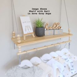 Nursery Shelf with Clothes Rail, Rope Shelf, Swing Shelf, Nordic Style Hanging Shelf, Wooden Shelf, Bedroom Shelf, Floating Shelf, Nursery Decor, Nursery Shelves with Hanging Rail, Pine Shelf 4 Nursery Shelf with Clothes Rail, Rope Shelf, Swing Shelf, Nordic Style Hanging Shelf, Wooden Shelf, Bedroom Shelf, Floating Shelf, Nursery Decor, Nursery Shelves with Hanging Rail, Pine Shelf 4