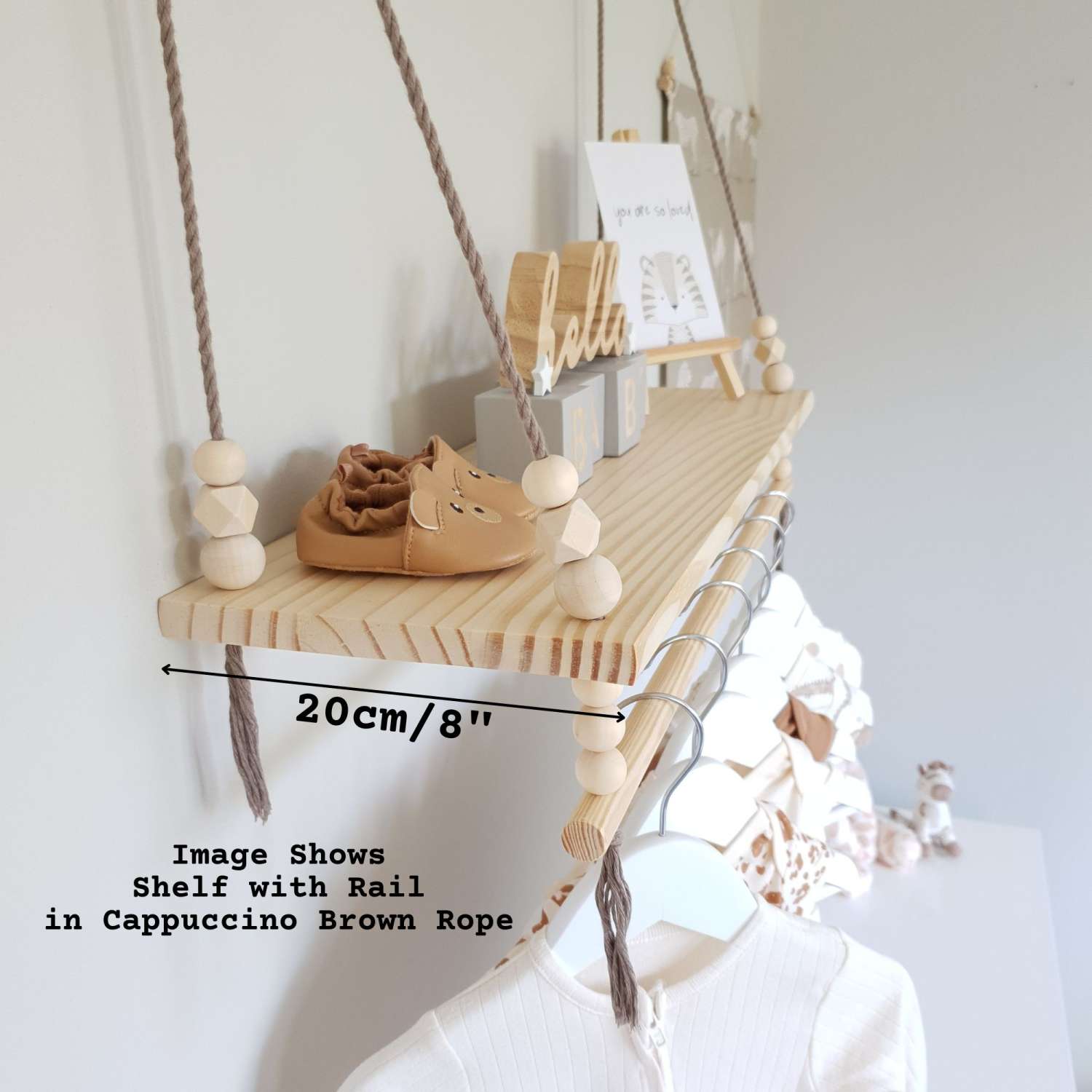 Nursery Shelf with Clothes Rail, Rope Shelf, Swing Shelf, Nordic Style Hanging Shelf, Wooden Shelf, Bedroom Shelf, Floating Shelf, Nursery Decor, Nursery Shelves with Hanging Rail, Pine Shelf Nursery Shelf with Clothes Rail, Rope Shelf, Swing Shelf, Nordic Style Hanging Shelf, Wooden Shelf, Bedroom Shelf, Floating Shelf, Nursery Decor, Nursery Shelves with Hanging Rail, Pine Shelf