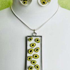 Pendant & Ear Studs - Avocado Slice 1 Pendant & Ear Studs - Avocado Slice 2